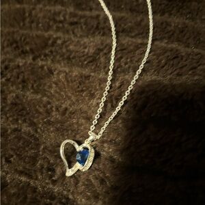 Heart sapphire diamond (zirconia) necklace